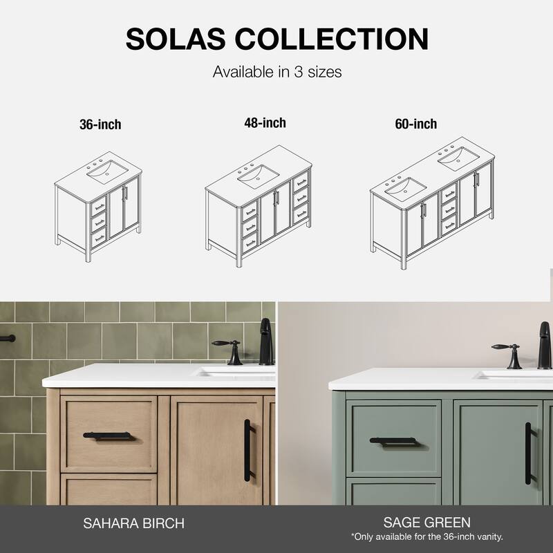 OVE Solas Bathroom Vanity with White Engineered Stone Top