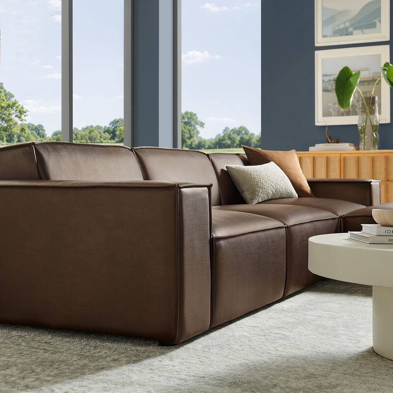 Restore 4-Piece Vegan Leather Modular Sofa Set with Ottoman
