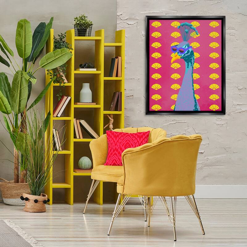Stupell Vibrant Mod Peacock Framed Floater Canvas Wall Art Design By Marcus Prime