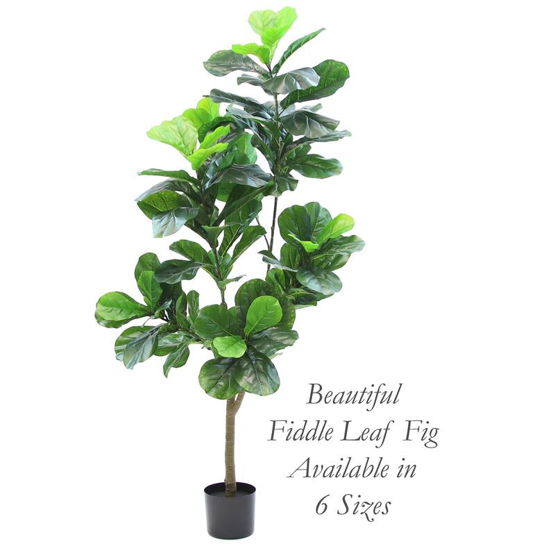 The Mod Greenhouse Faux Green Fiddle Leaf Tree in a Black Matte Planter Pot