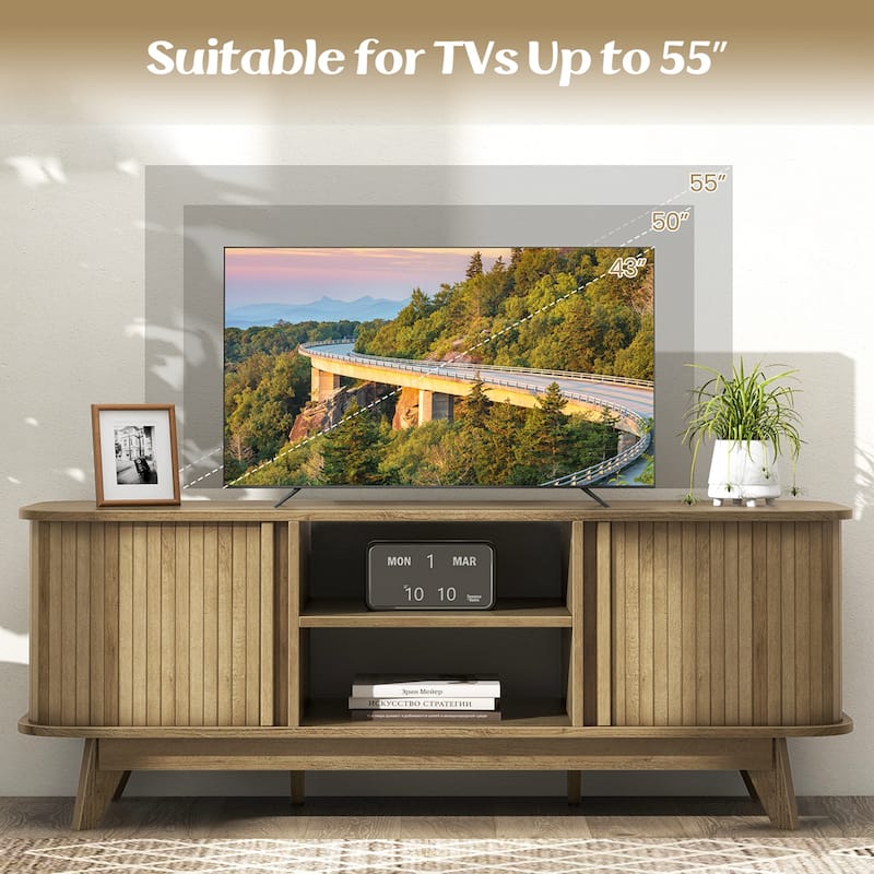 Costway TV Stand for TV up to 55 Inch Television Cabinet with 2 Open - See Details