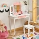 preview thumbnail 3 of 18, Gymax Kids Vanity Princess Makeup Dressing Table Chair Set W/ - See Details
