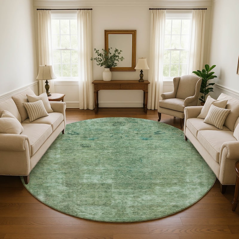 Premium Washable Super Soft Vintage Traditional Mayfield Rug - Sage - 8' x 8'