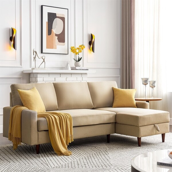Harper & Bright Designs 84 inch Pull out Sleeper Sectional Sofa Storage Chaise with Storage. Opens flyout.