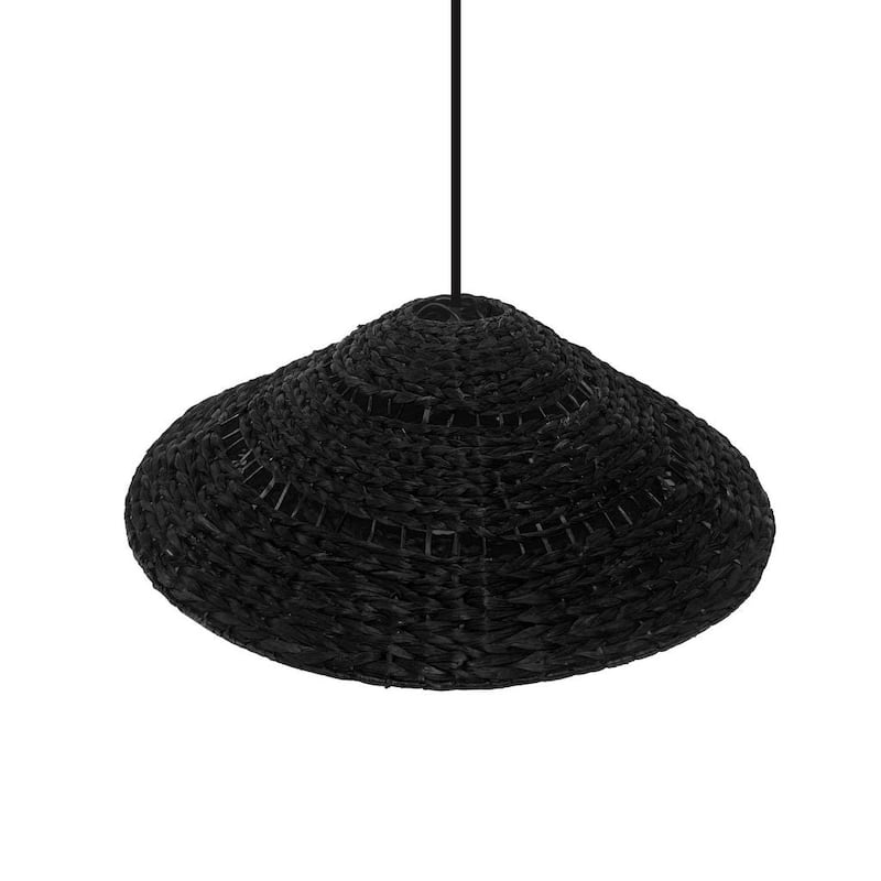 Hyacinth Jute Weaving Ceiling Pendant Light Fixture, Brown and Black
