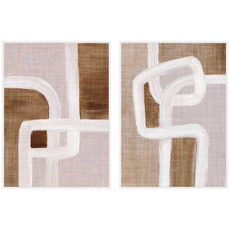 Kate and Laurel Sylvie Rhythmic Lines I and II Framed Canvas Art Set by Nikita Jariwala