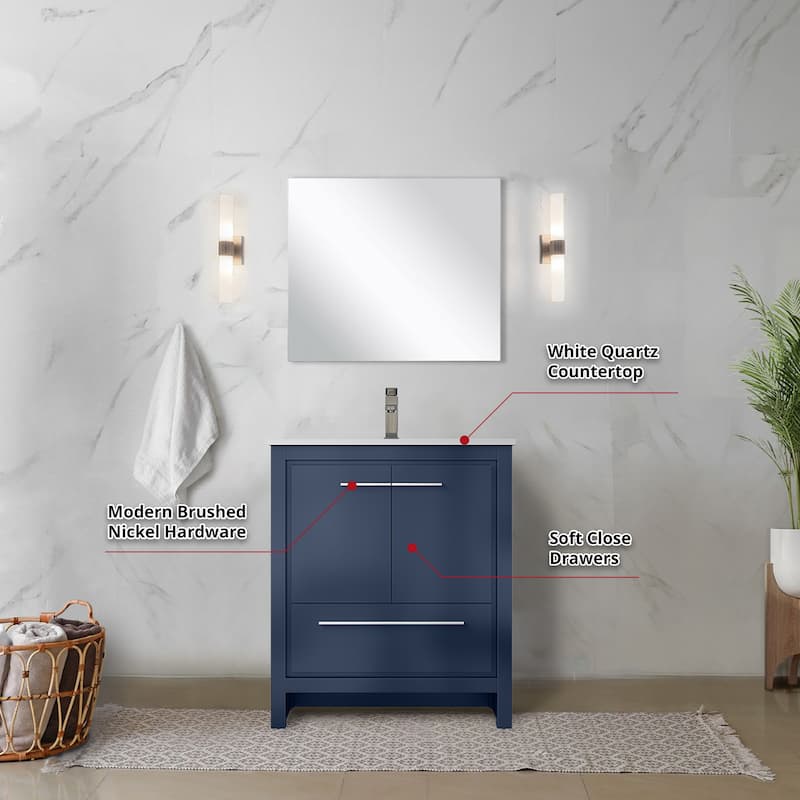 Lafarre Bath Vanity with Quartz Top, Sink, Mirror and Chrome Faucet