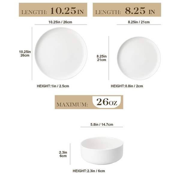 MALACASA LUNA 36-Piece Porcelain Dinnerware Set (Service for 12