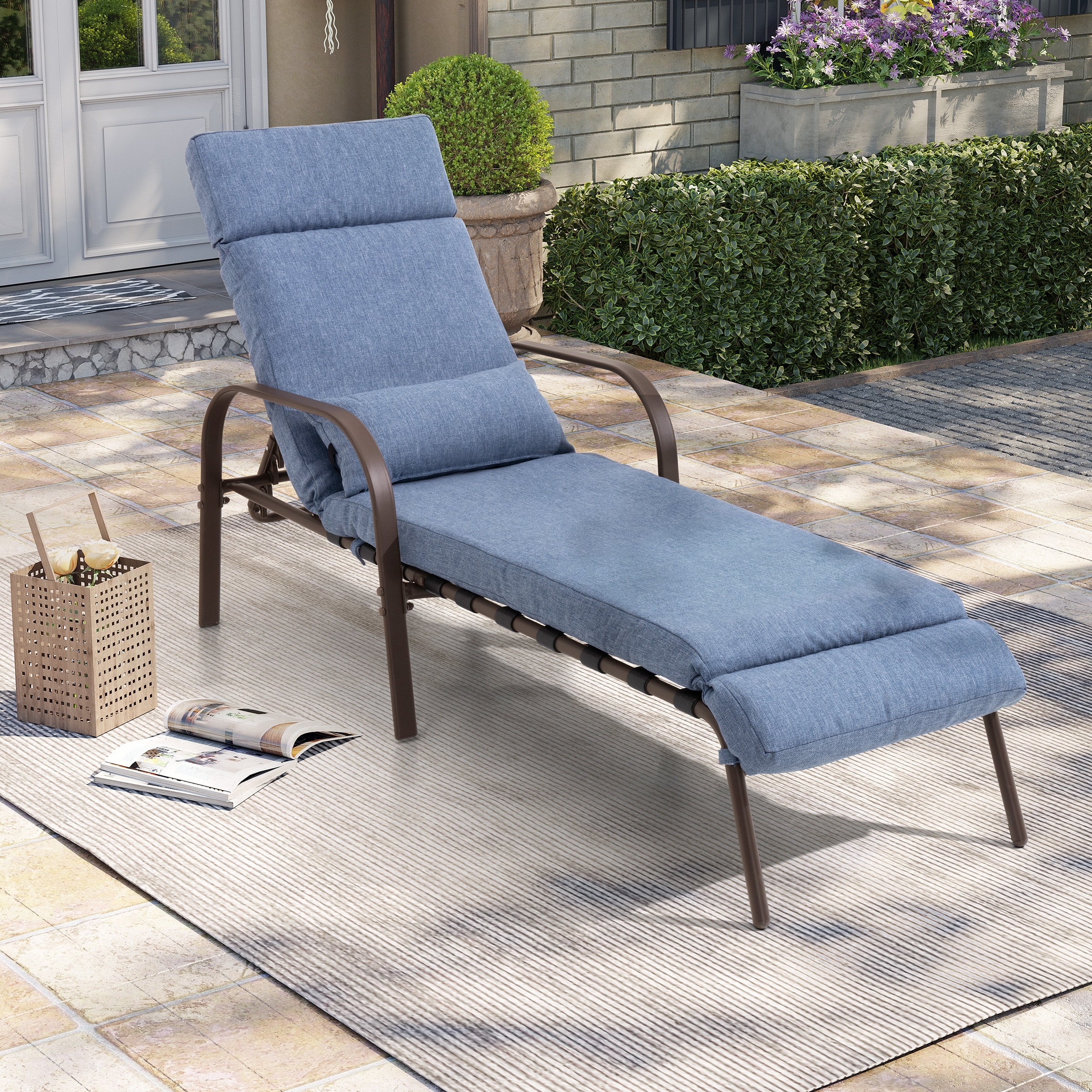 Metal sun lounger chair with cushion online