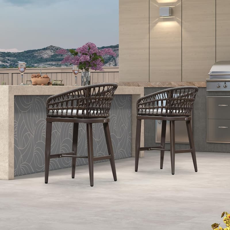 PURPLE LEAF Outdoor Dining Chairs Set of 2 Patio Bar Stools