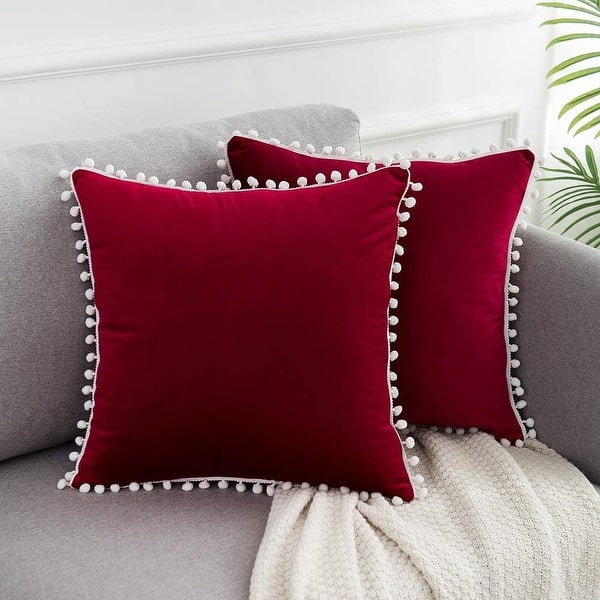 Throw Pillow Cover 18x18 Inch Pleated Decorative Soild Soft Velvet
