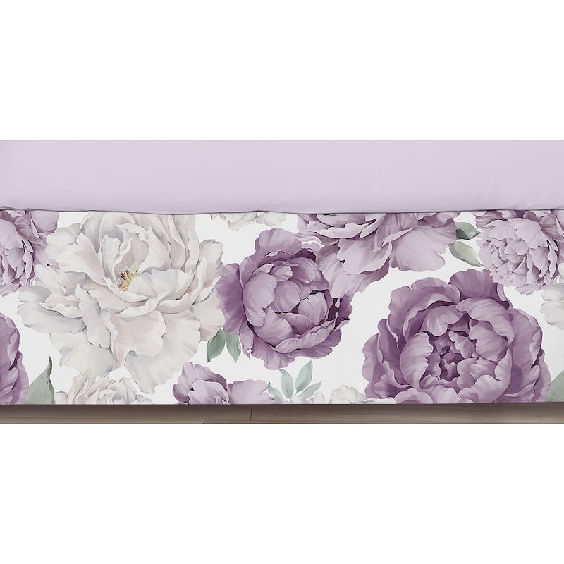 Sweet Jojo Designs Lavender Purple Boho Shabby Chic Floral Girl Crib Bed Skirt Violet Ivory Bohemian Vintage Watercolor Flower