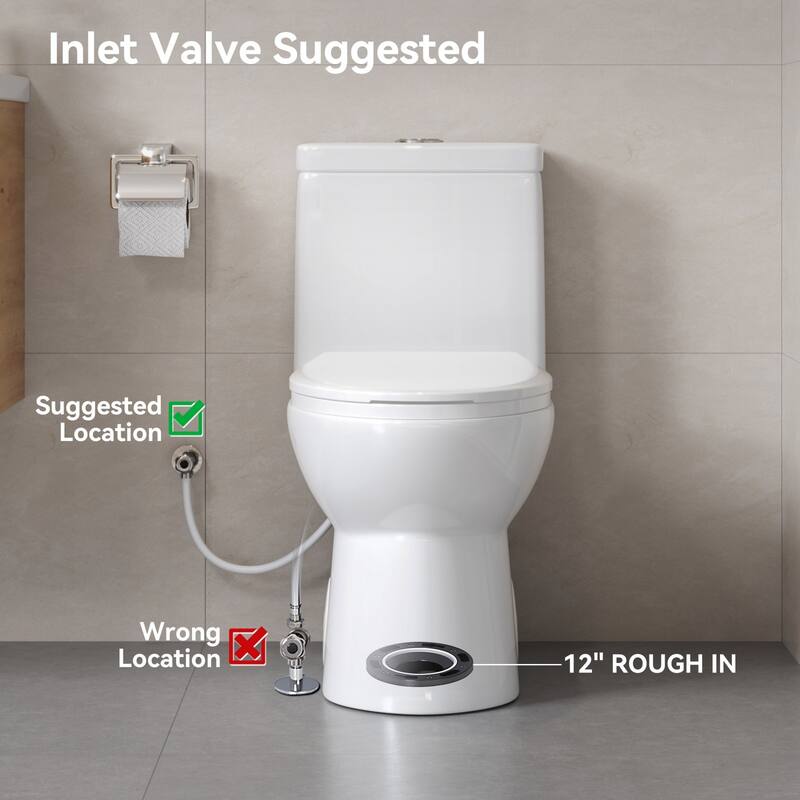 HOROW One Piece Elongated Toilet in White 0.8/1.28 GPF Dual Flush with Seat - N/A