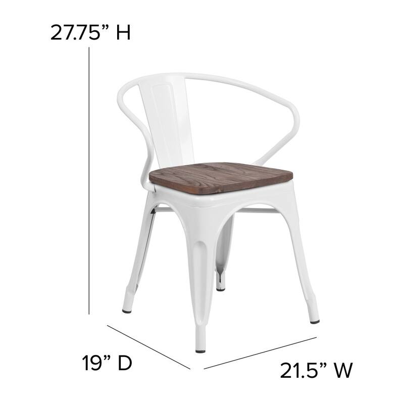 4 Pk. Metal Chair with Wood Seat and Arms