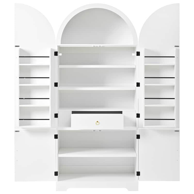72" Arched Pantry Cabinet with 8 Shelves, Hidden Drawer for Kitchen, Dining & Bathroom