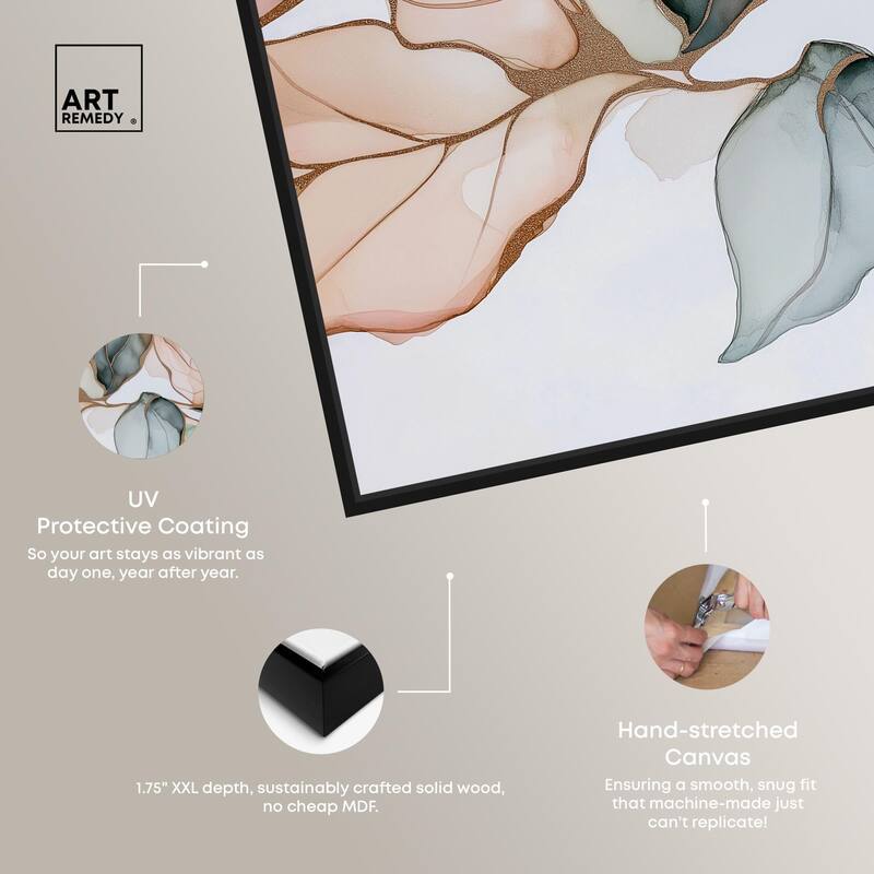 Golden Veined Leaves I Canvas by Art Remedy