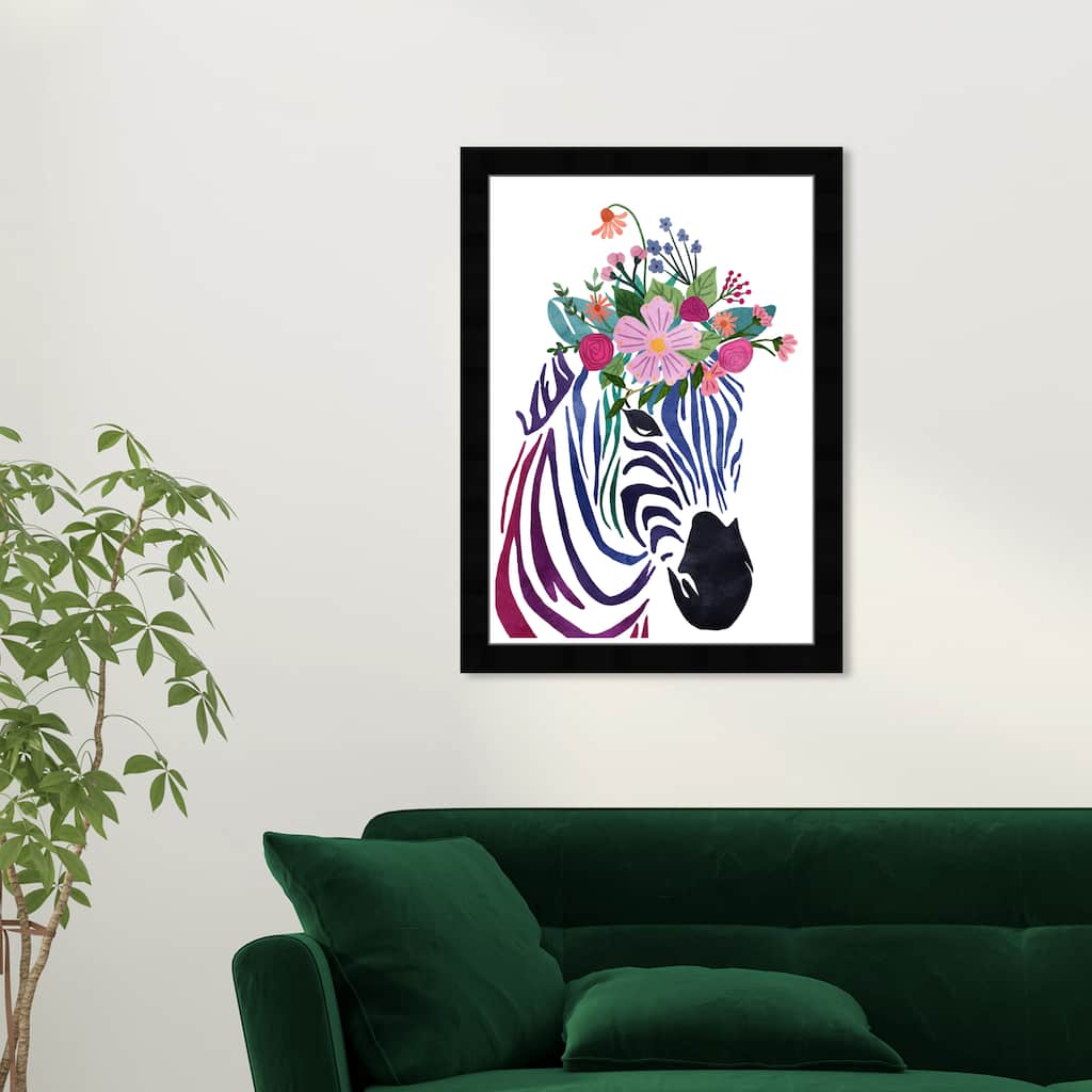 Wynwood Studio Prints Animals Floral Zebra Black and Tropical Wall Art Canvas Print