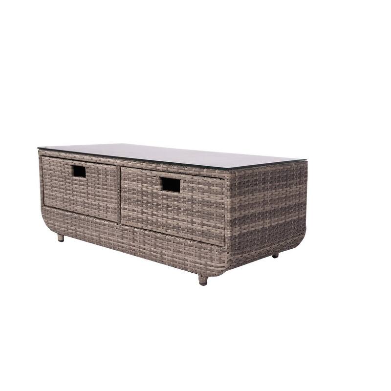 5 Pieces Patio Sectional Sofa with Storage End Table