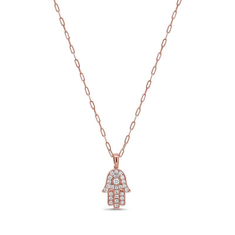 Joelle Collection 14K Gold Diamond Hamsa Necklace