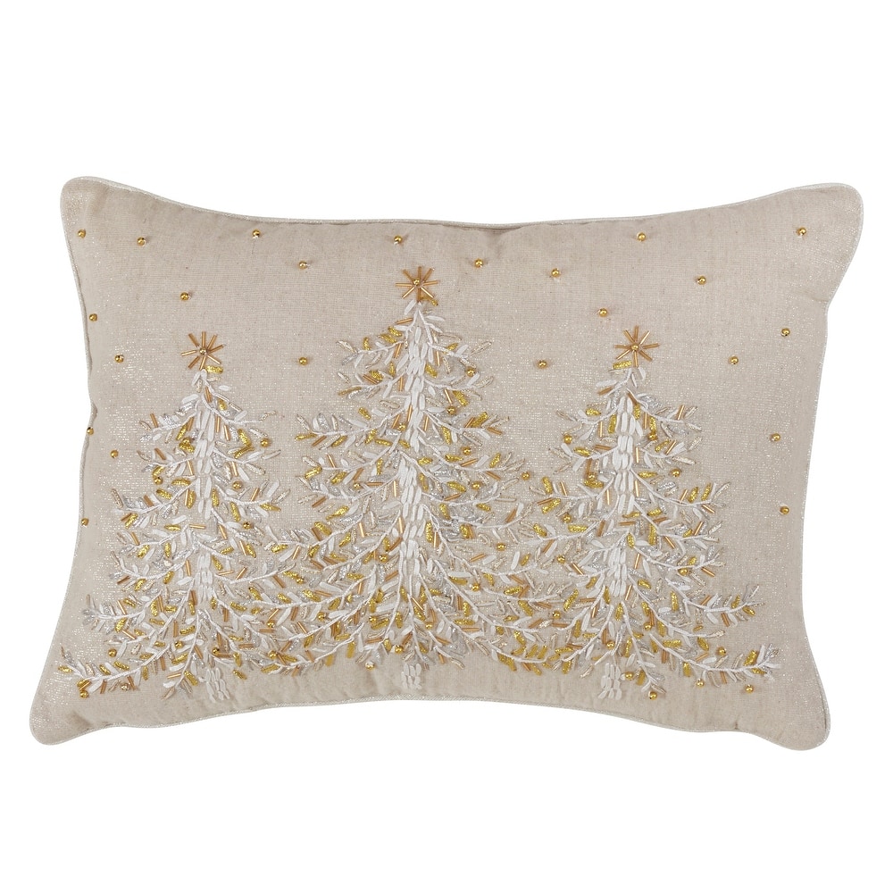 Embroidered Christmas Tree Throw Pillow