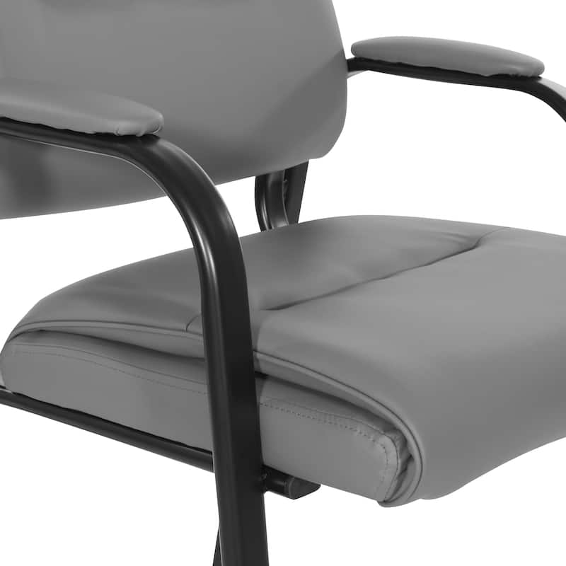 Guest Chair in Faux Leather and Black Finish Frame