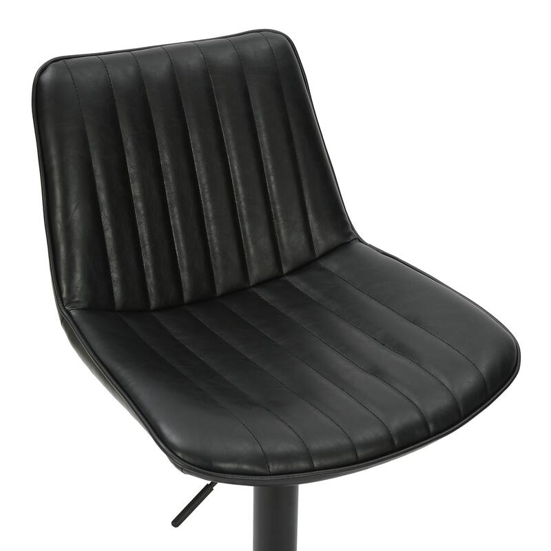 Contemporary Faux Leather & Metal Adjustable Air-Lift Stool, Set of 2