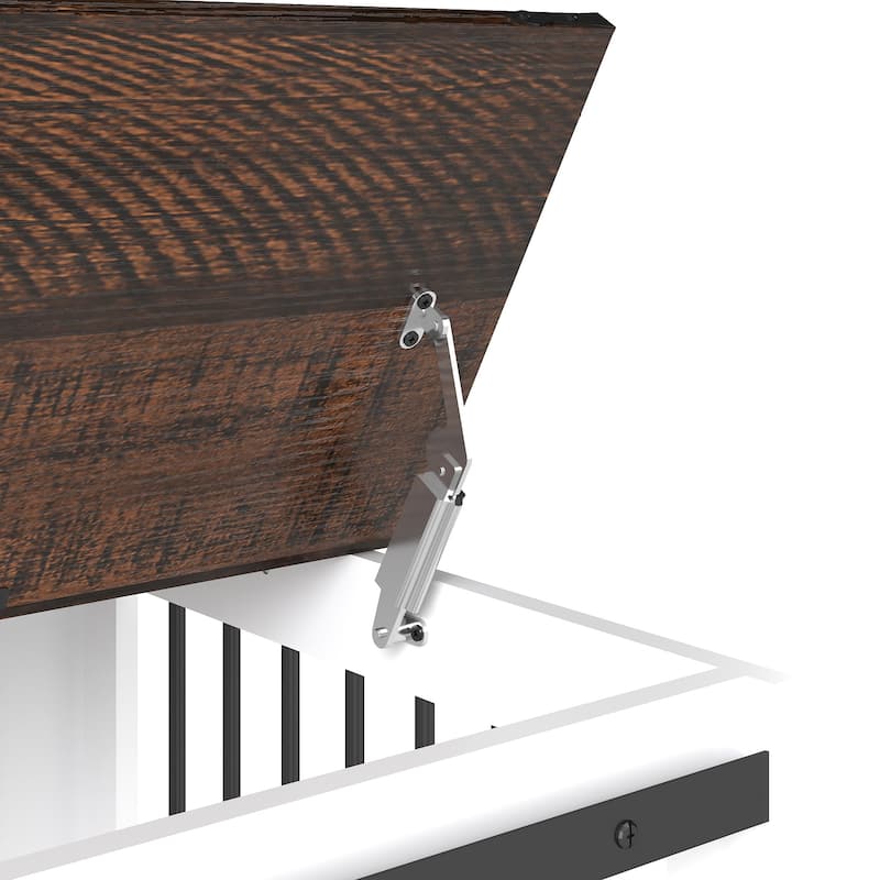 Mobile Dog Crate with Flip-Top Feeding Door, 2-in-1 Convertible Crate with 5 Casters & Side Hooks, Double Dog Crate Furniture