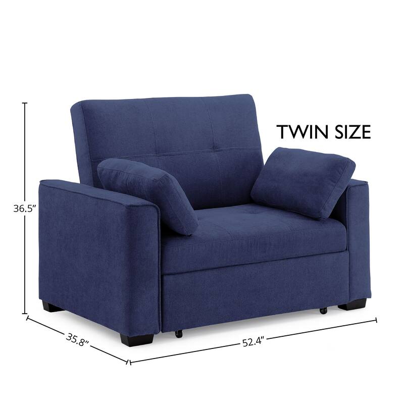 Nantucket Pull-Out Chenille Sleeper Sofa with Accent Pillows