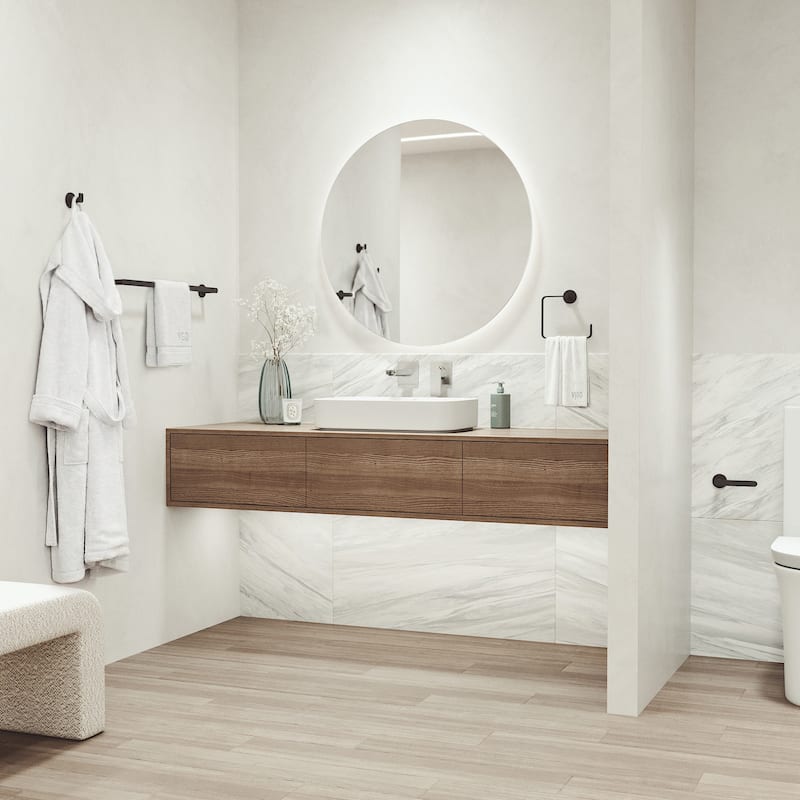 VIGO Arden 4-Piece Bathroom Hardware Accessory Set with 24 in. Towel Bar, Toilet Paper Holder, Hand Towel Holder, Hook