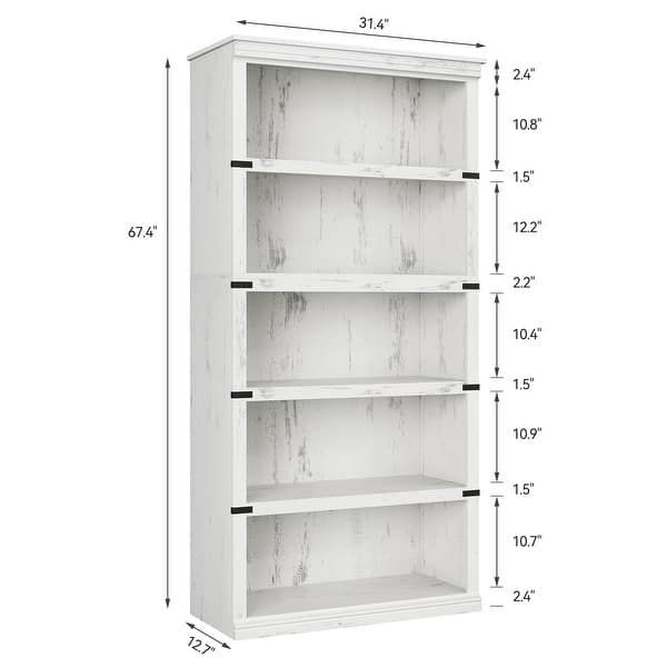dimension image slide 2 of 4, 71" Tall Book Case Wooden 5 Shelf Bookcase