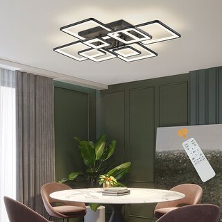 Modern Dimmable LED Ceiling Light Flush Mounted with Remote Control ...