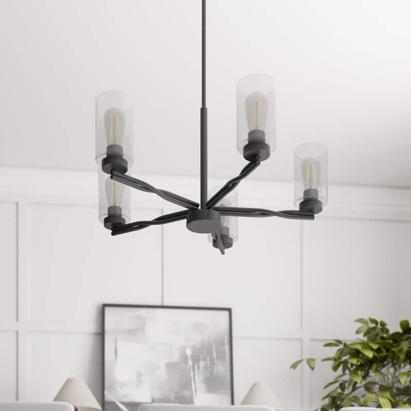 Prominence Home Lantier 5-Light Matte Black Chandelier with Clear Glass - 25.5