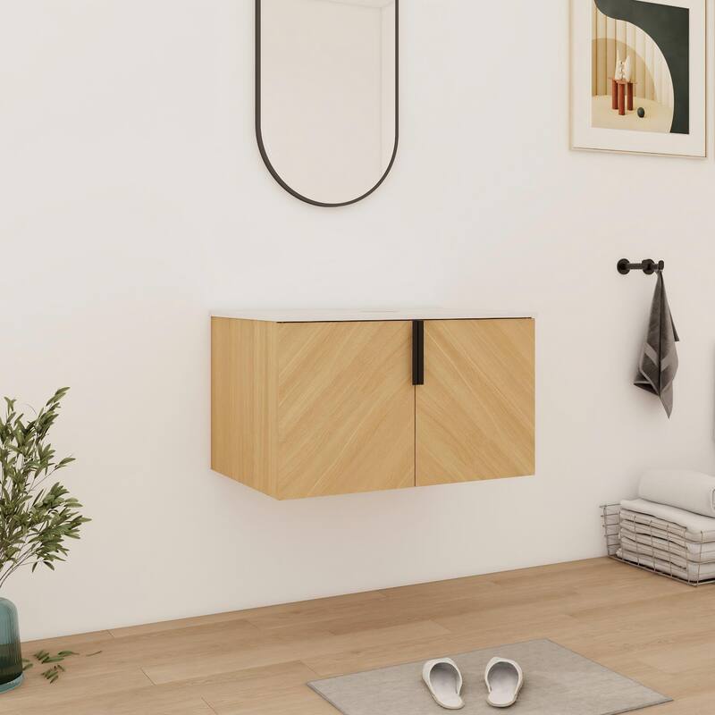 Bathroom Vanity With Sink In 30/36 Inch, Floating Bathroom Vanity With 2 Soft Close Doors