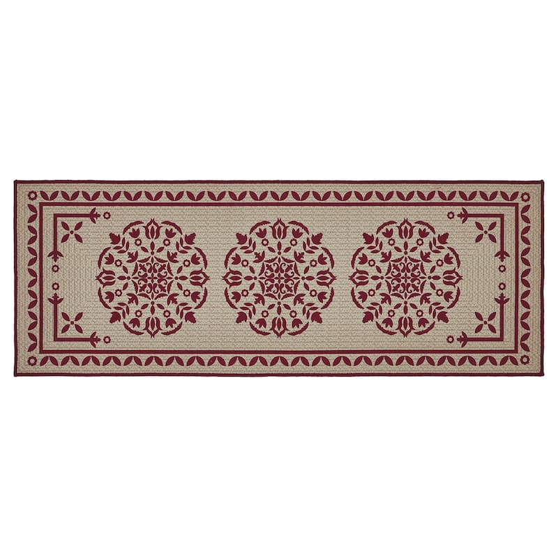 Custom House Burgundy Tan Jacquard Polyester Bathmat