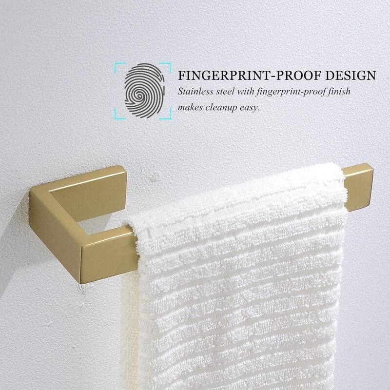 Gold Towel Bar Set 4 Piece Bathroom Hardware Set Wall Mounted Stainless Steel Towel Bar, 23.6"