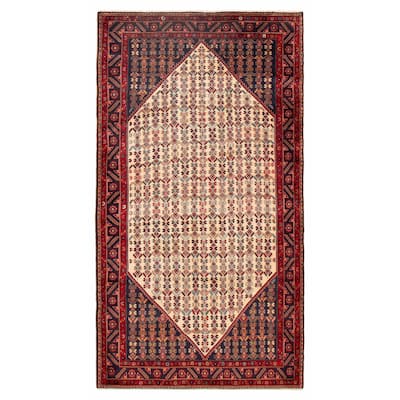 ECARPETGALLERY Hand-knotted Anadol Cream, Red Wool Rug - 5'0 x 9'3