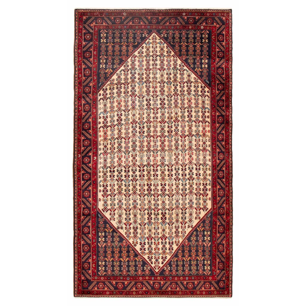 ECARPETGALLERY Hand-knotted Anadol Cream, Red Wool Rug - 5'0 x 9'3