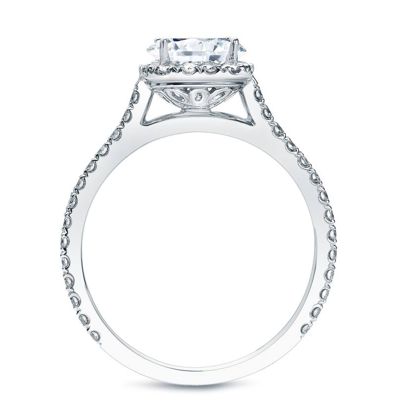 Auriya 1 3/4ctw Cushion-cut Halo Diamond Engagement Ring Set 14k Gold Certified