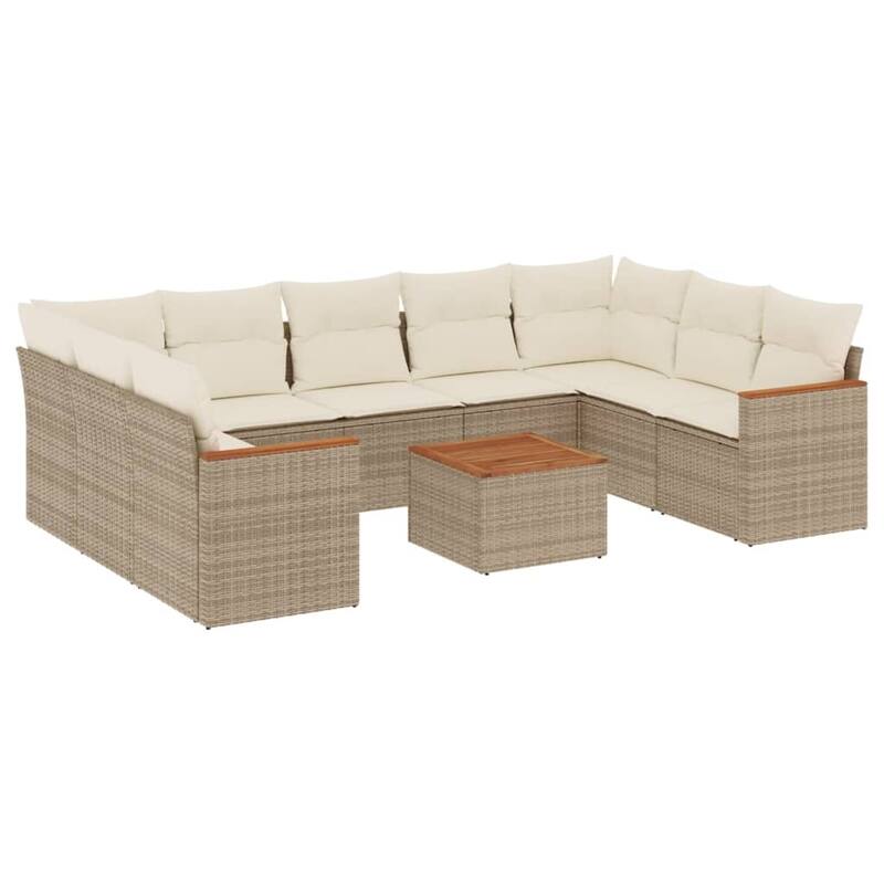 vidaXL Patio Sofa Set with Cushions Outdoor Conversation Furniture Poly Rattan - 24.4 x 24.4 x 27.2 in