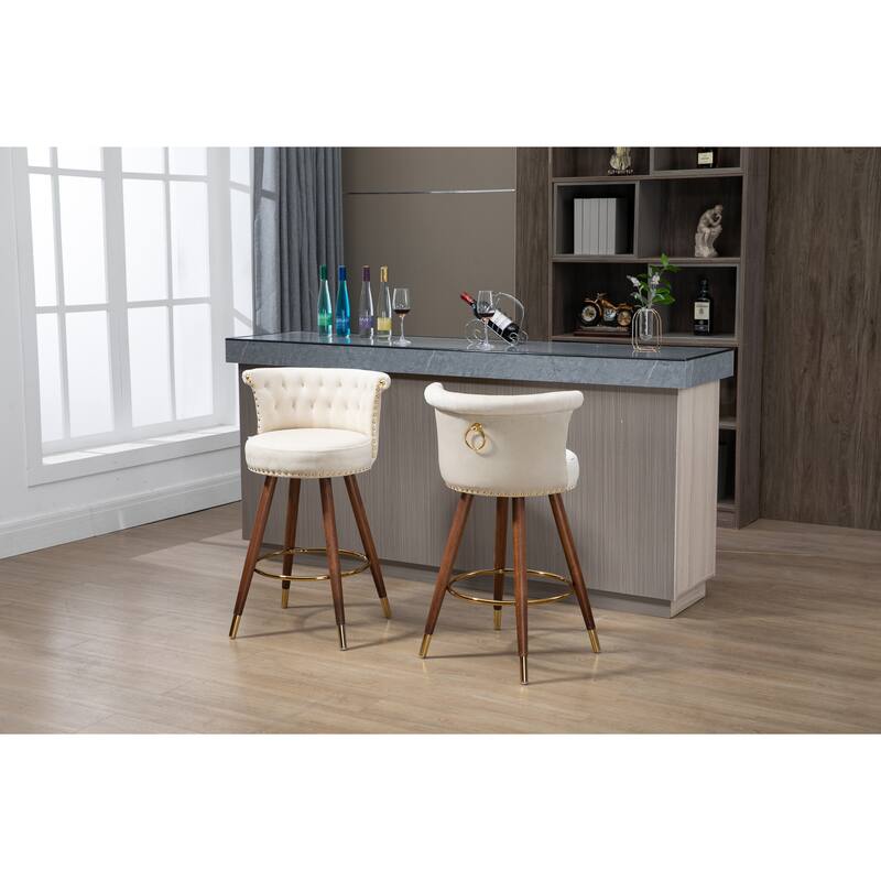Swivel Bar Stools With Backrest Footrest
