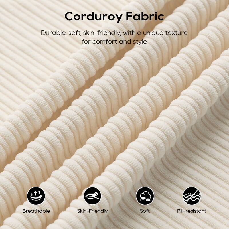 L-Shaped Convertible Sectional Sofa Bed - Memory Foam Cushions & Steel Frame, No Assembly Corduroy Sofa for Apartments