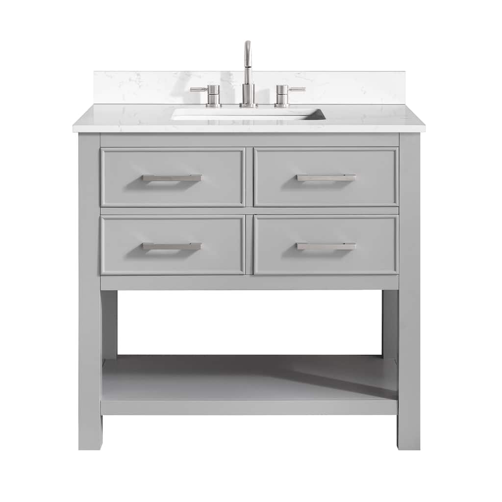 Avanity Brooks 37 in. Vanity in Chilled Gray finish and Cala White Engineered Top