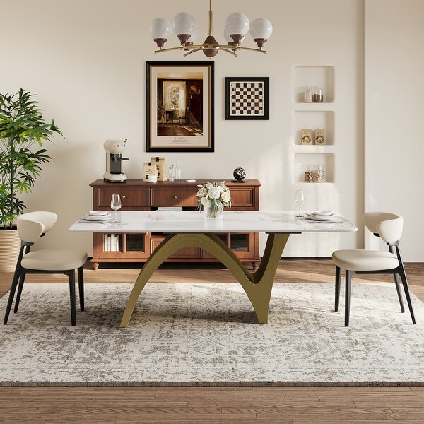 Modern Rectangular Dining Table, Sintered Stone Table-top, N