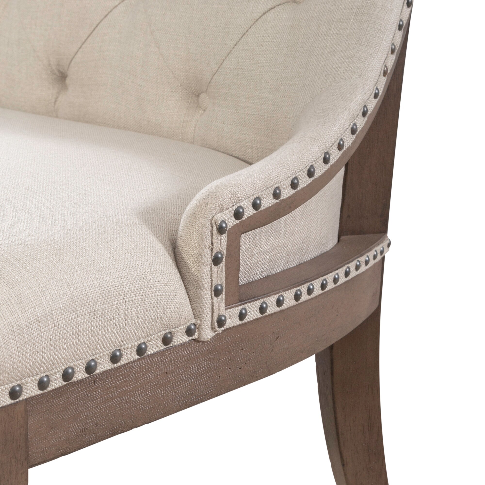 Americana Farmhouse Dusty Taupe Upholstered Shelter Dining Bench
