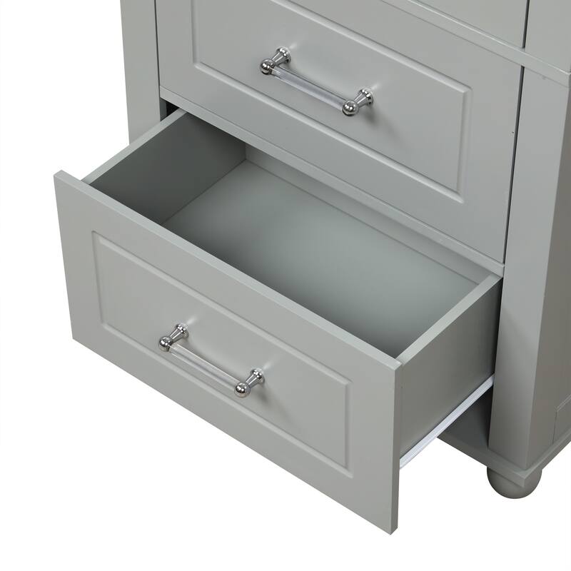 Tall Bathroom Storage Cabinet, Freestanding Storage Cabinet with Two Drawers and Adjustable Shelf, MDF Board with Painted Finish