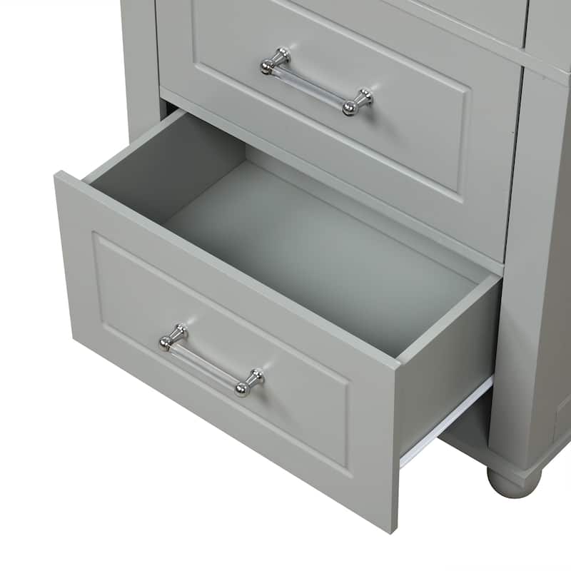 Tall Bathroom Storage Cabinet,Freestanding Cabinet with Two Drawers and Adjustable Shelf,MDF Board with Painted Finish