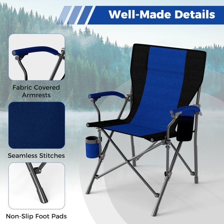 Oxford Metal Folding Camping Chair with Cupholder and Carrying Bag