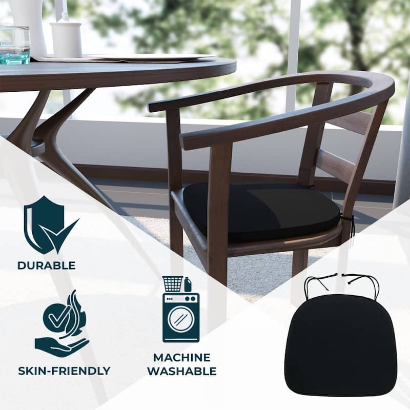 Memory Foam 15" U-Shaped Indoor Outdoor Dining Chair Pad Cushion for Kitchen Patio Garden (Set of 1, 2, 4 or 8)