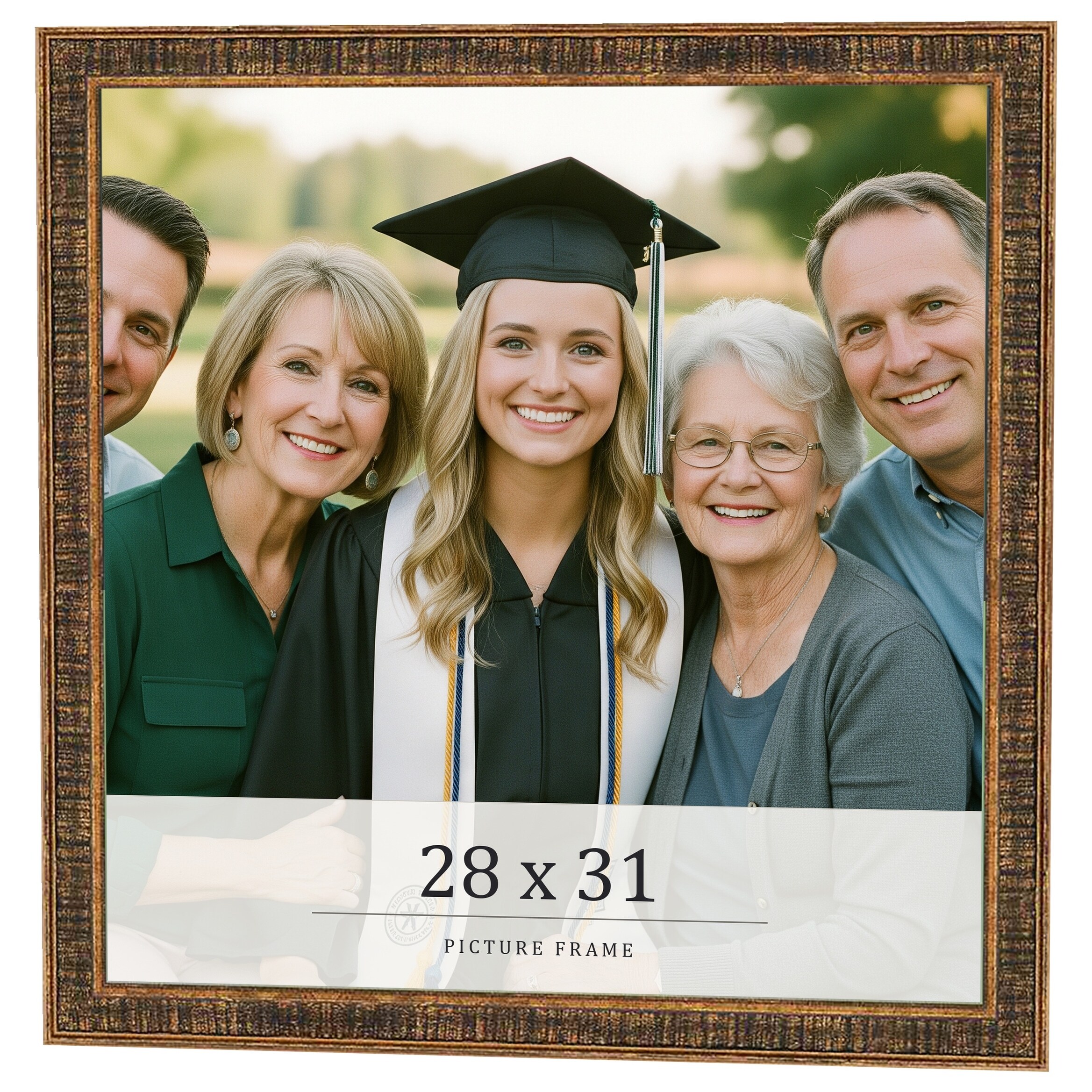 28x31 Frame Gold Kingsley Distressed Solid Wood Picture Frame Width