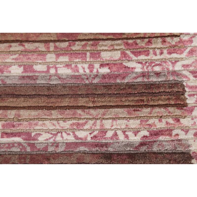 Striped Abstract Accent Rug Handmade Modern Wool Carpet - 2'8"x 4'9"